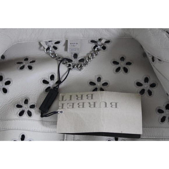 $6250 STUNNING NWT BURBERRY MOTO LAMBSKIN LEATHER LASER CUT JACKET COAT 6 S NEW! - Picture 10 of 10